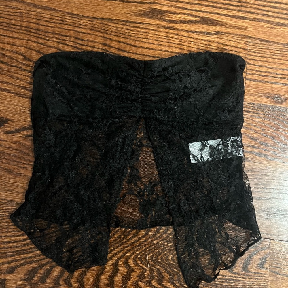 Edikted Black Floral Lace tube top